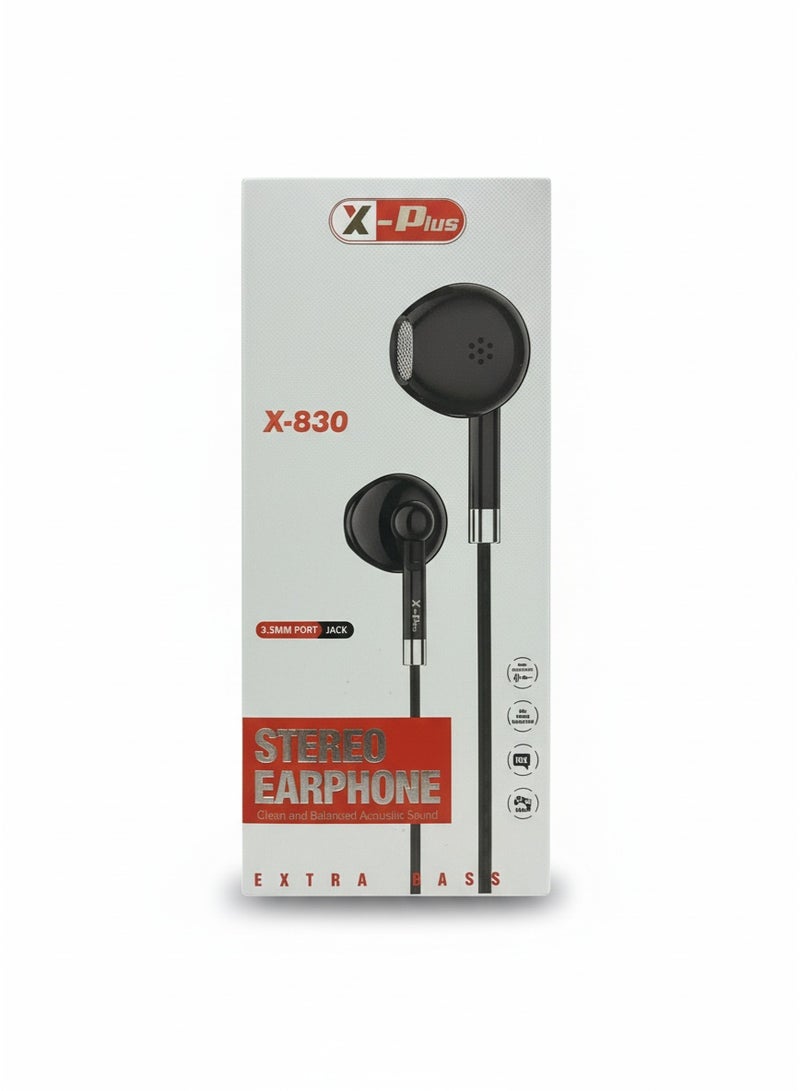 X-Plus X-830 Wired Stereo Earphones with Extra Bass – 3.5mm Jack